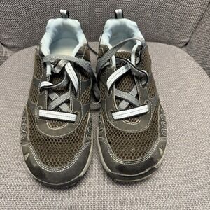 Ahnu Ribbon Lace Mesh Running Shoes Black and Blue Women's Size 8.5